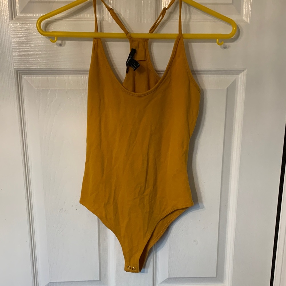 Women,s Small Forever 21 Mustard One-Piece Bodysuit